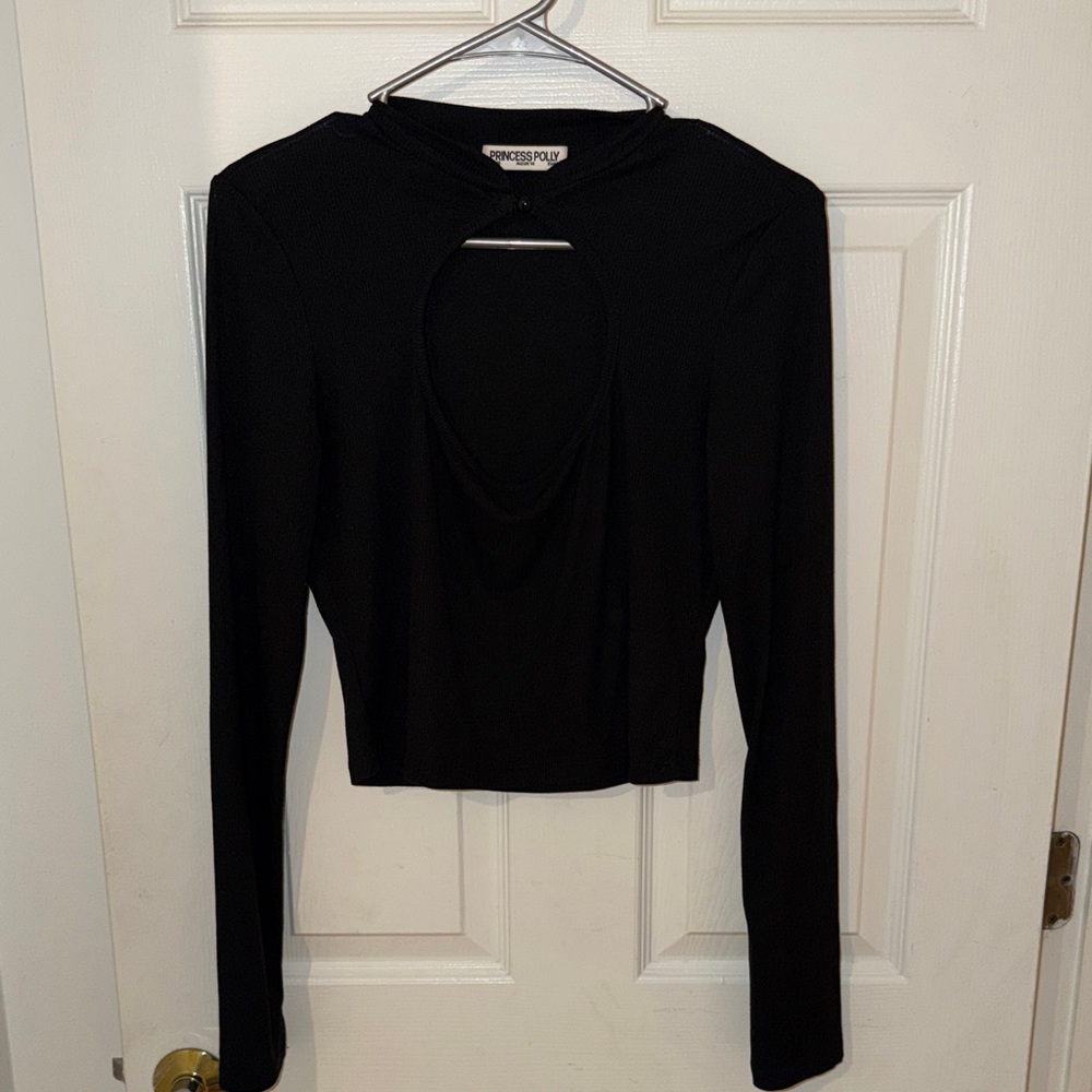 Princess Polly Elegant Black Keyhole Crop Top